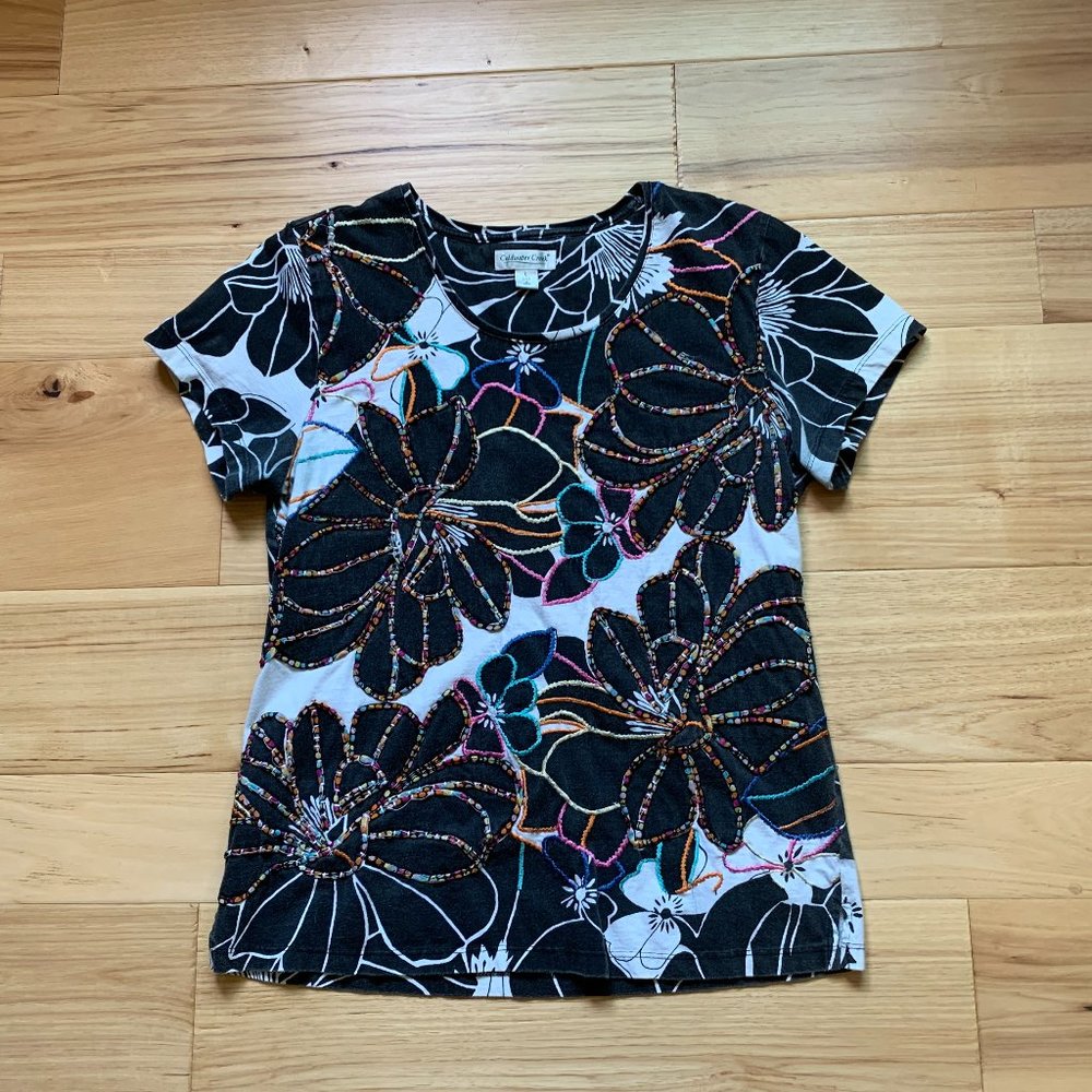 Coldwater Creek Embroidered Cotton Shirt, Size Large